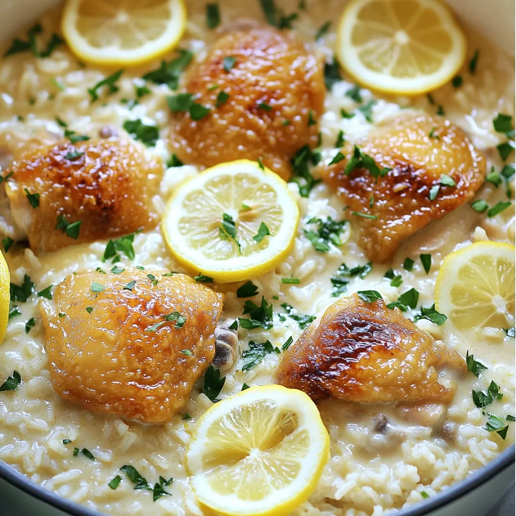 Creamy Lemon Chicken and Rice Easy One Pot Recipe