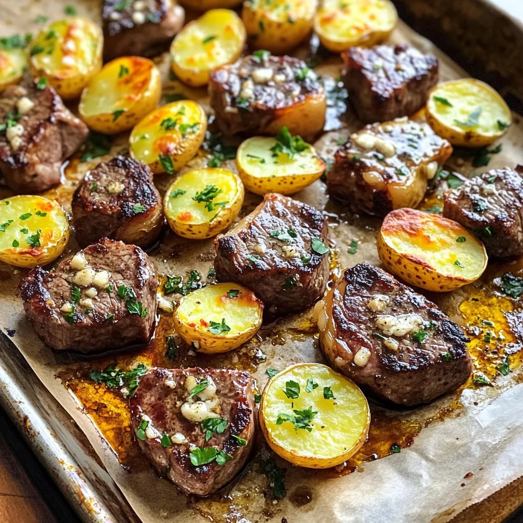 Savory Sheet Pan Garlic Butter Steak Bites &#038; Potatoes