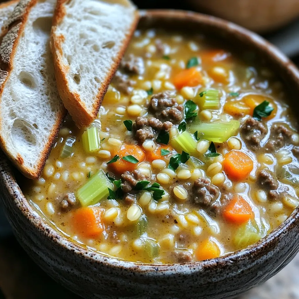 Creamy Beef &#038; Barley Slow Cooker Soup Delight