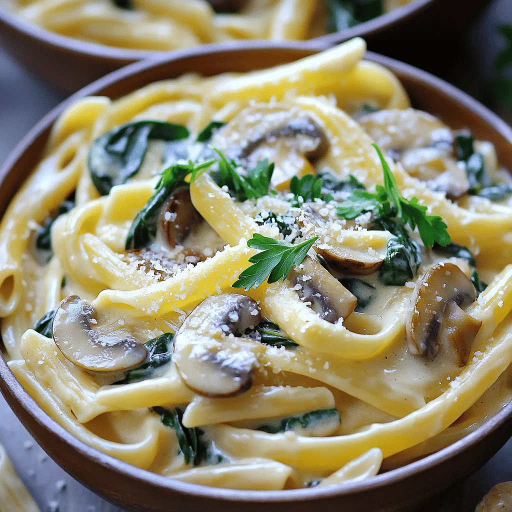 Creamy Mushroom Spinach Pasta Deliciously Simple Meal