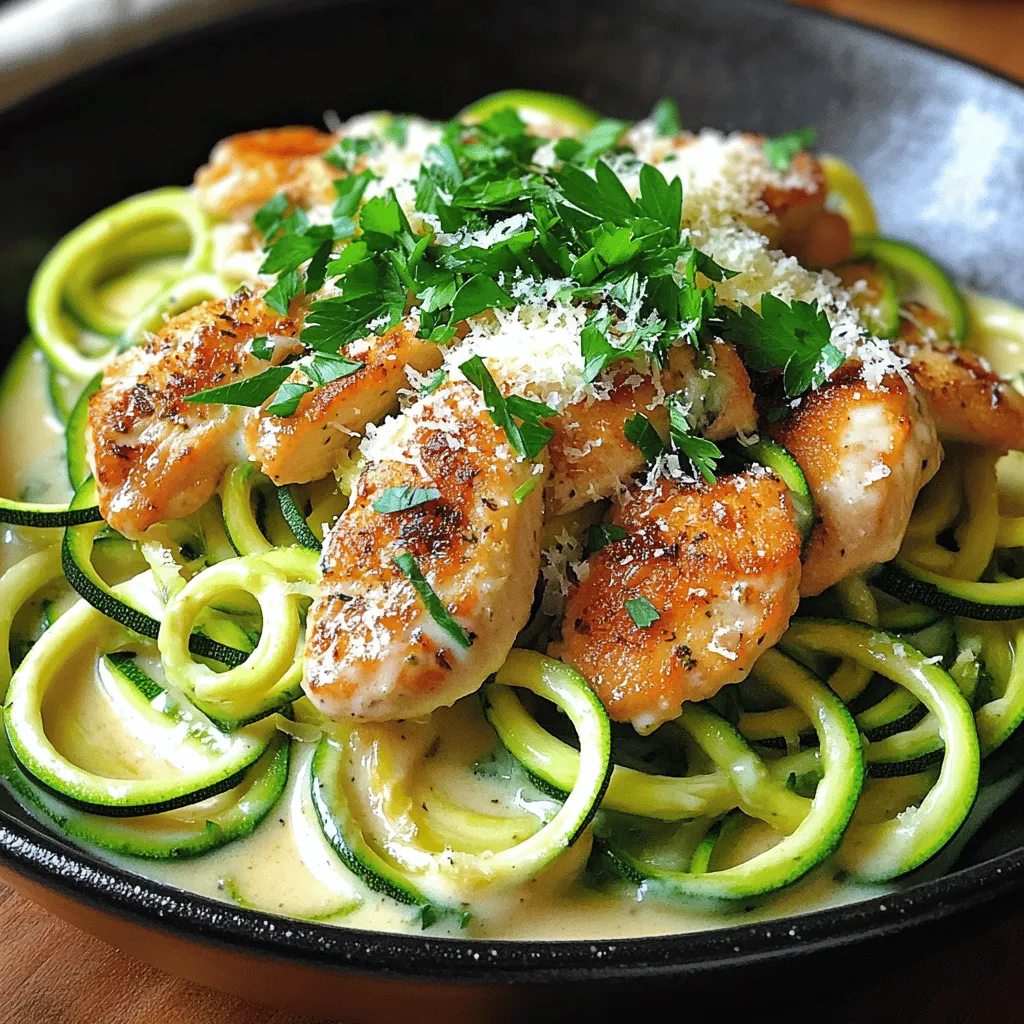Zucchini Noodle Chicken Alfredo Creamy Delight Recipe