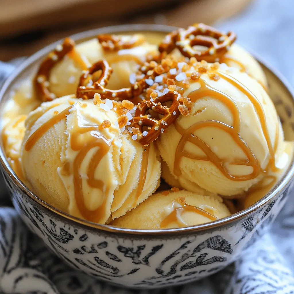 No-Churn Salted Caramel Pretzel Ice Cream Delight