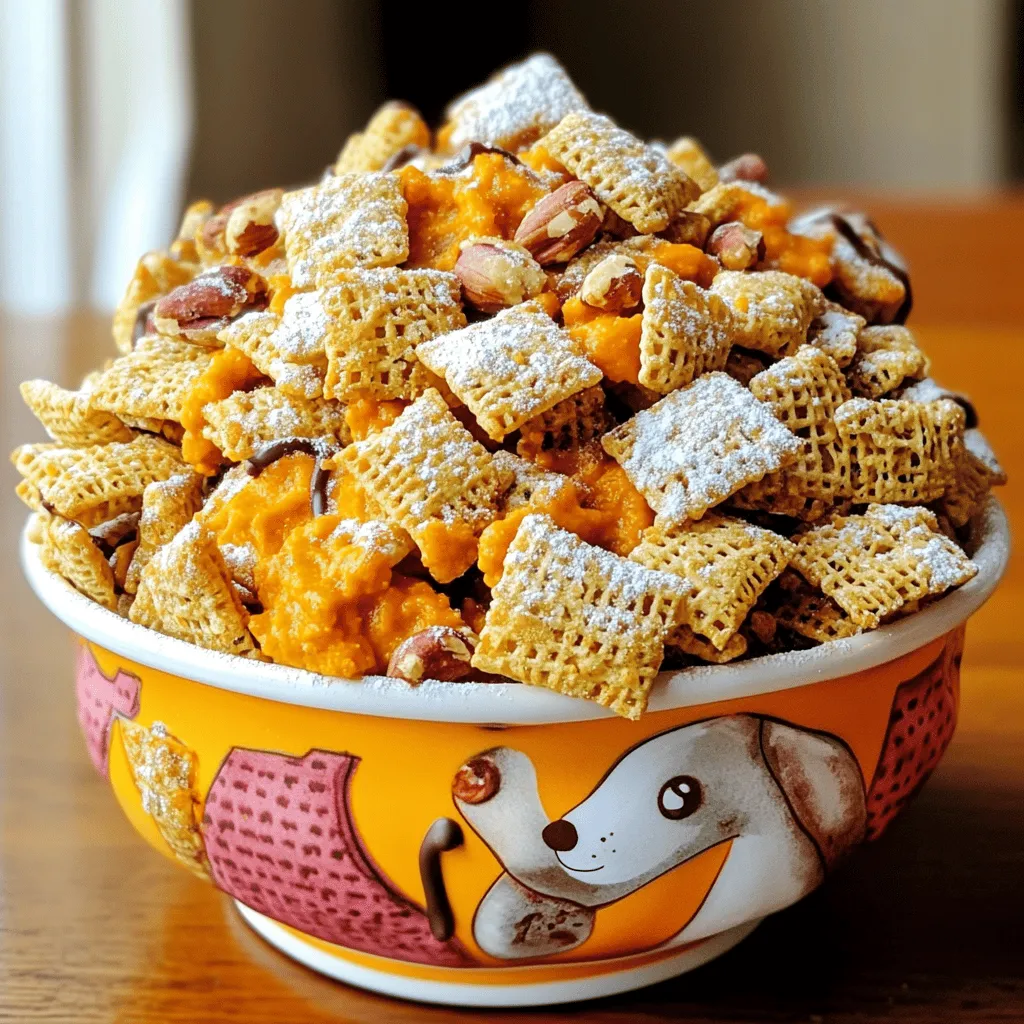 Peanut Butter Pumpkin Puppy Chow Easy Treat Recipe