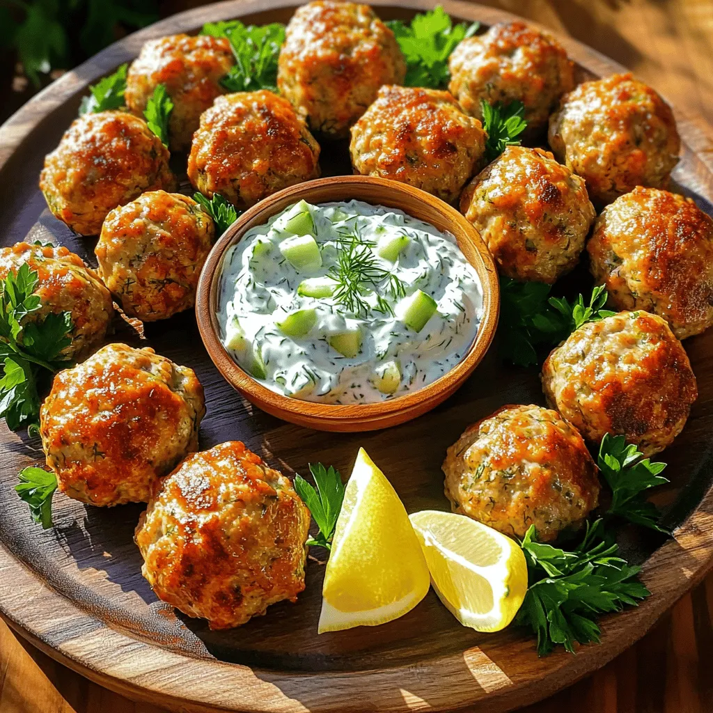 Healthy Greek Turkey Meatballs with Tzatziki Delight