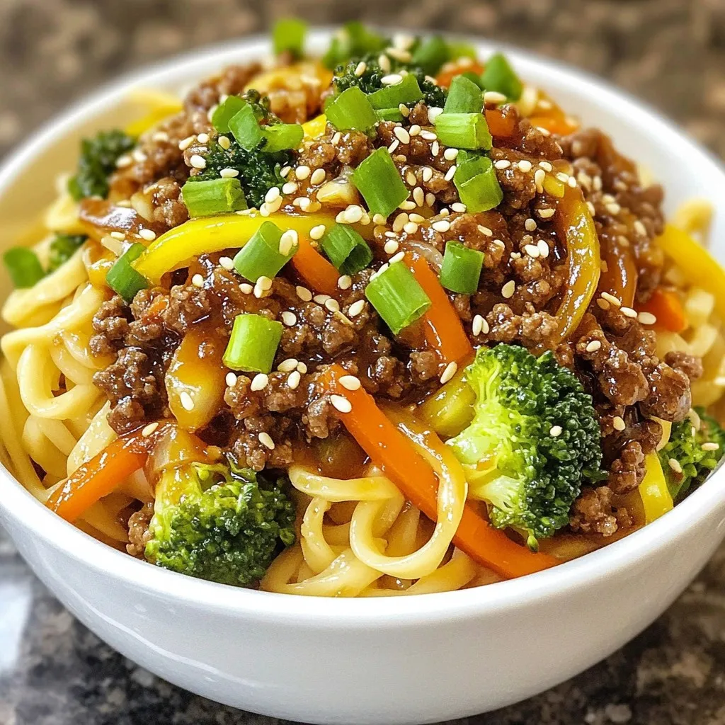 Mongolian Ground Beef Noodles Flavorful and Simple Dish