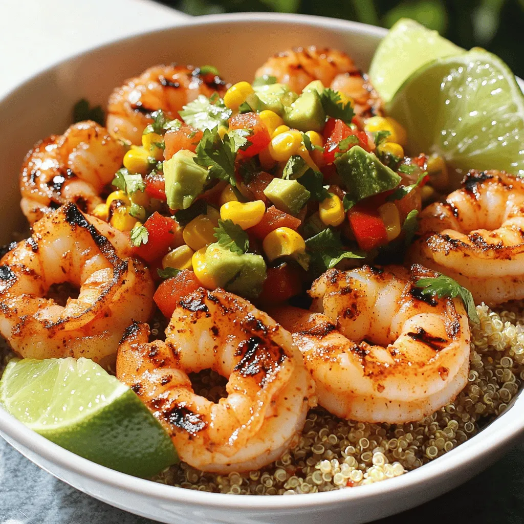Grilled Shrimp Bowl with Avocado, Corn Salsa Delight
