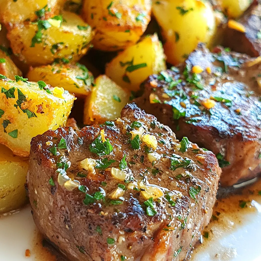 Garlic Steak Bites with Potatoes Easy Dinner Recipe