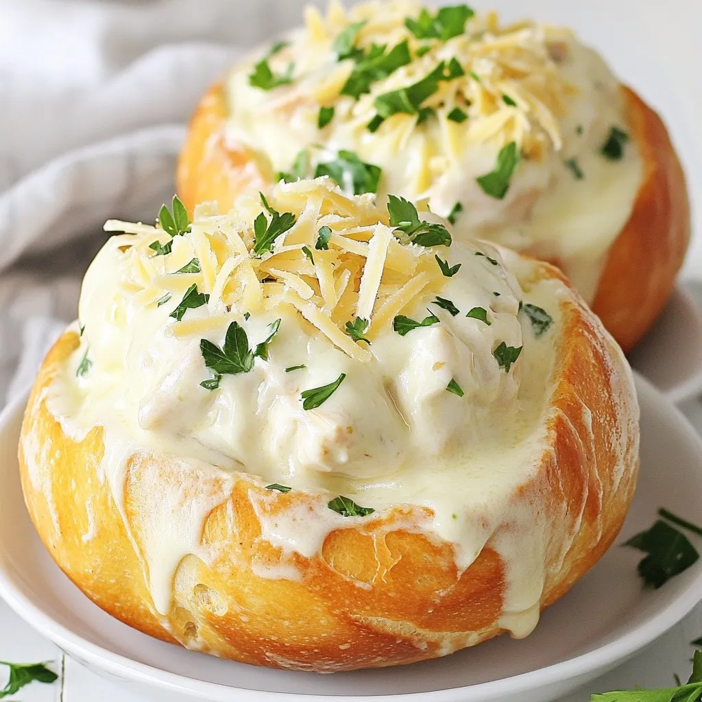 Chicken Alfredo Bread Bowls Delicious and Easy Recipe