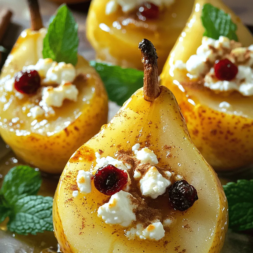 Baked Pears with Feta, Honey, and Cranberries Delight