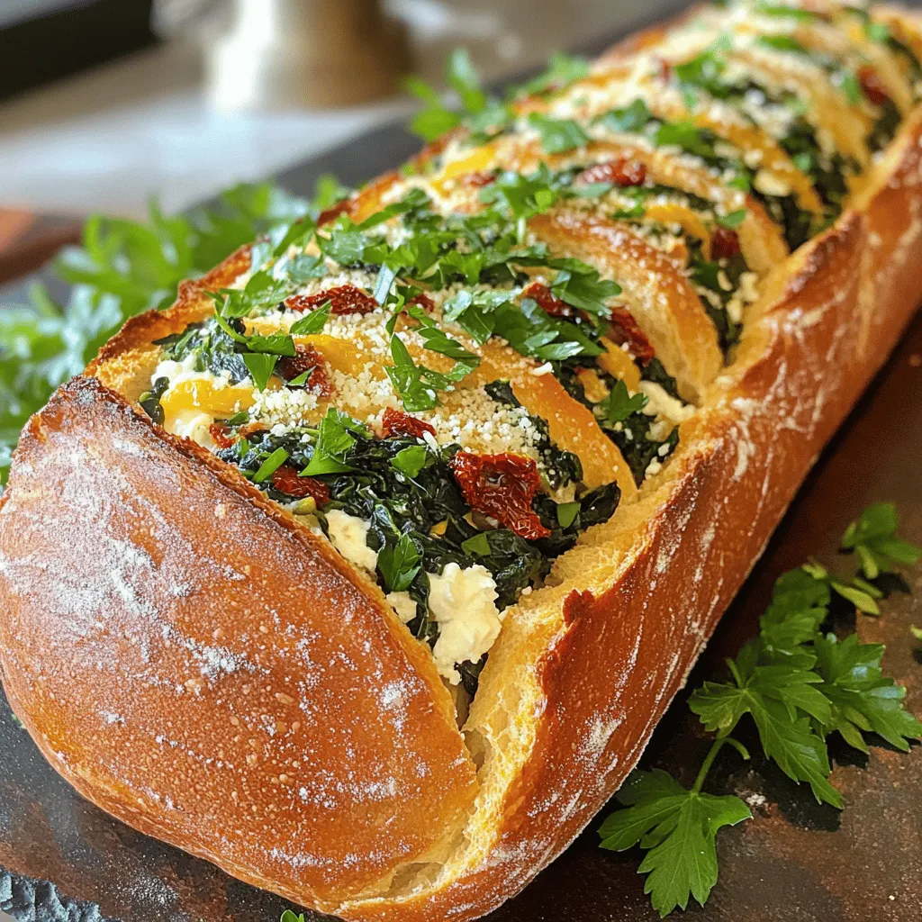 Feta Spinach Stuffed French Bread Irresistible Delight