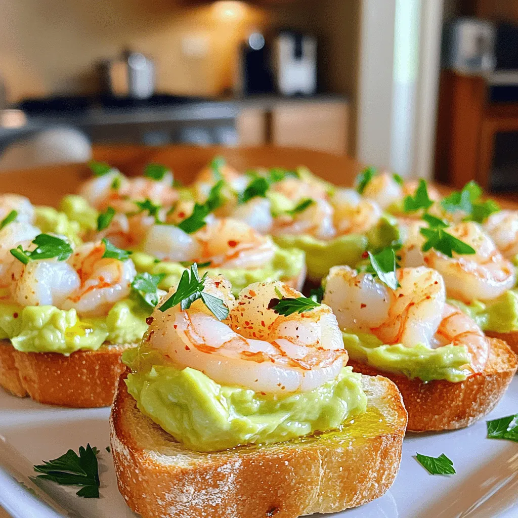 Garlic Shrimp Crostini with Avocado Fresh Delight