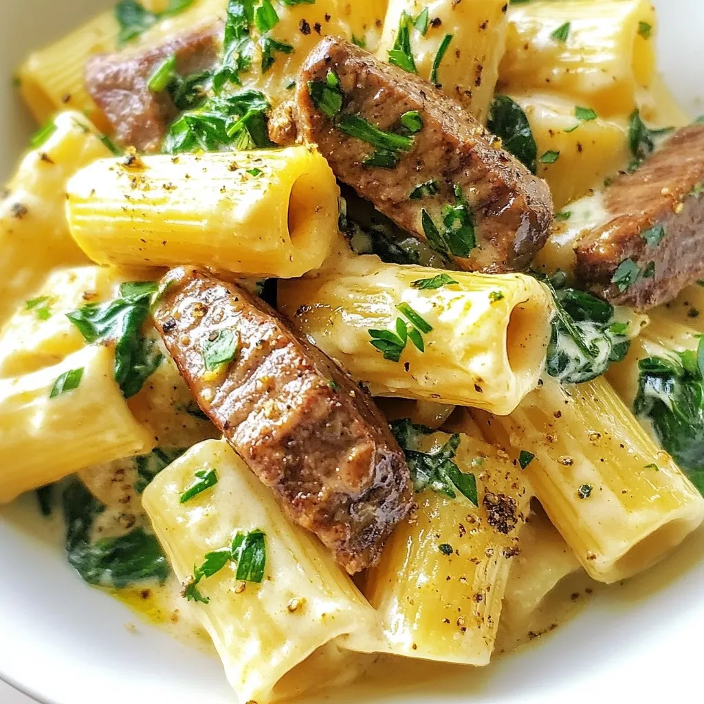 Cajun Steak Rigatoni Alfredo Rich and Creamy Recipe