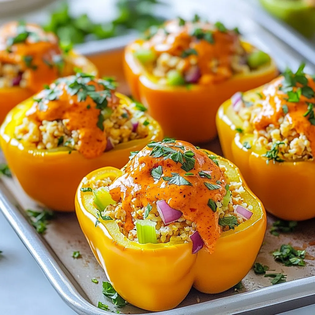 Whole30 Buffalo Chicken Stuffed Peppers Delight