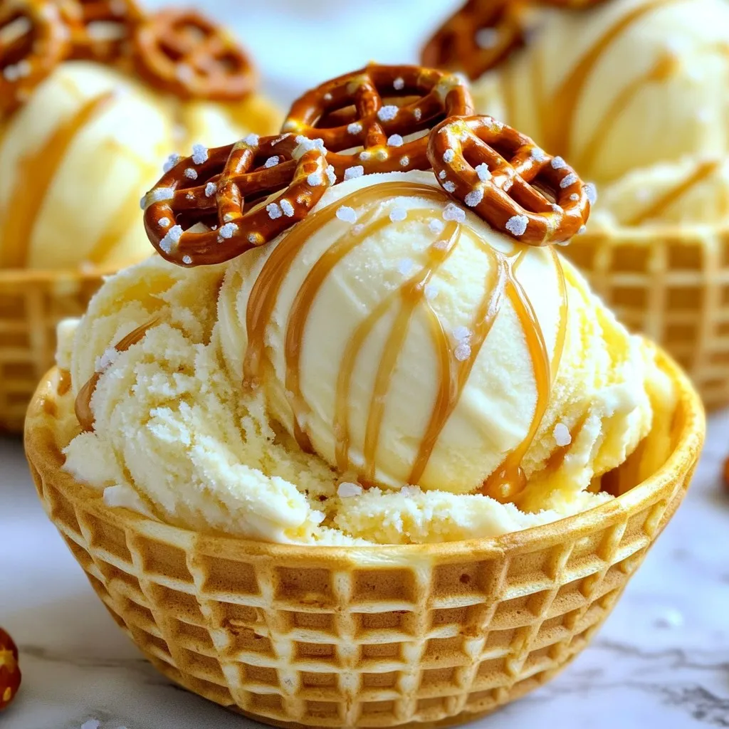 No-Churn Salted Caramel Pretzel Ice Cream Delight