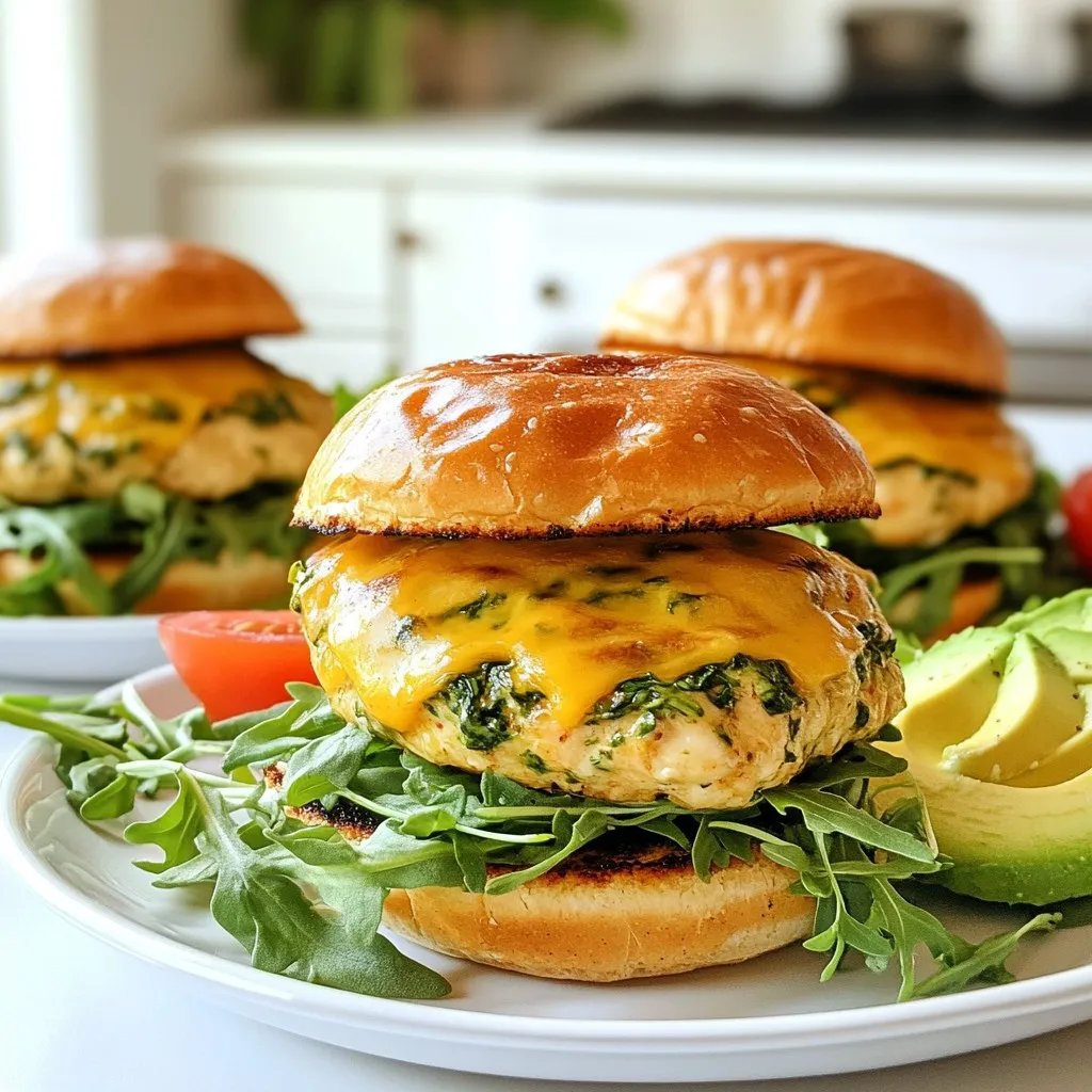 White Cheddar Spinach Chicken Burgers Flavor Burst
