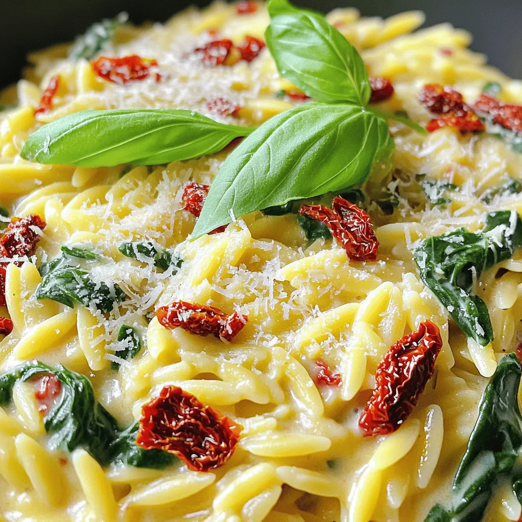 Creamy Sun-Dried Tomato Orzo with Spinach Delight