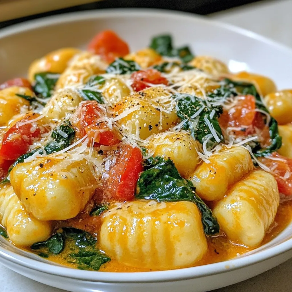 One Pan Tomato Spinach Gnocchi Simple and Delicious