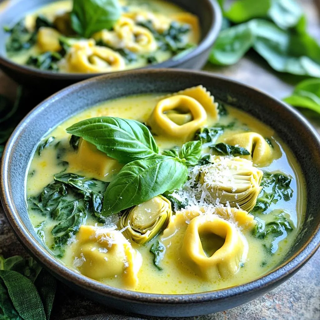 One-Pot Spinach Artichoke Tortellini Creamy Delight