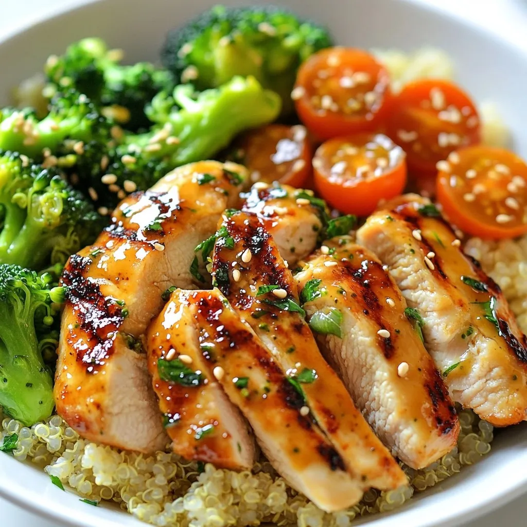 Grilled Chicken and Broccoli Bowls with Garlic Sauce Recipe