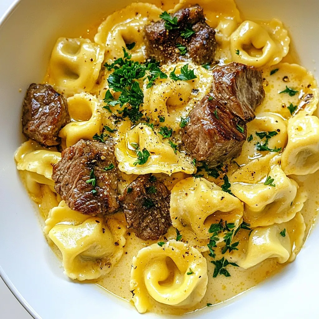 Creamy Garlic Steak Tortellini Simple and Delicious Dish