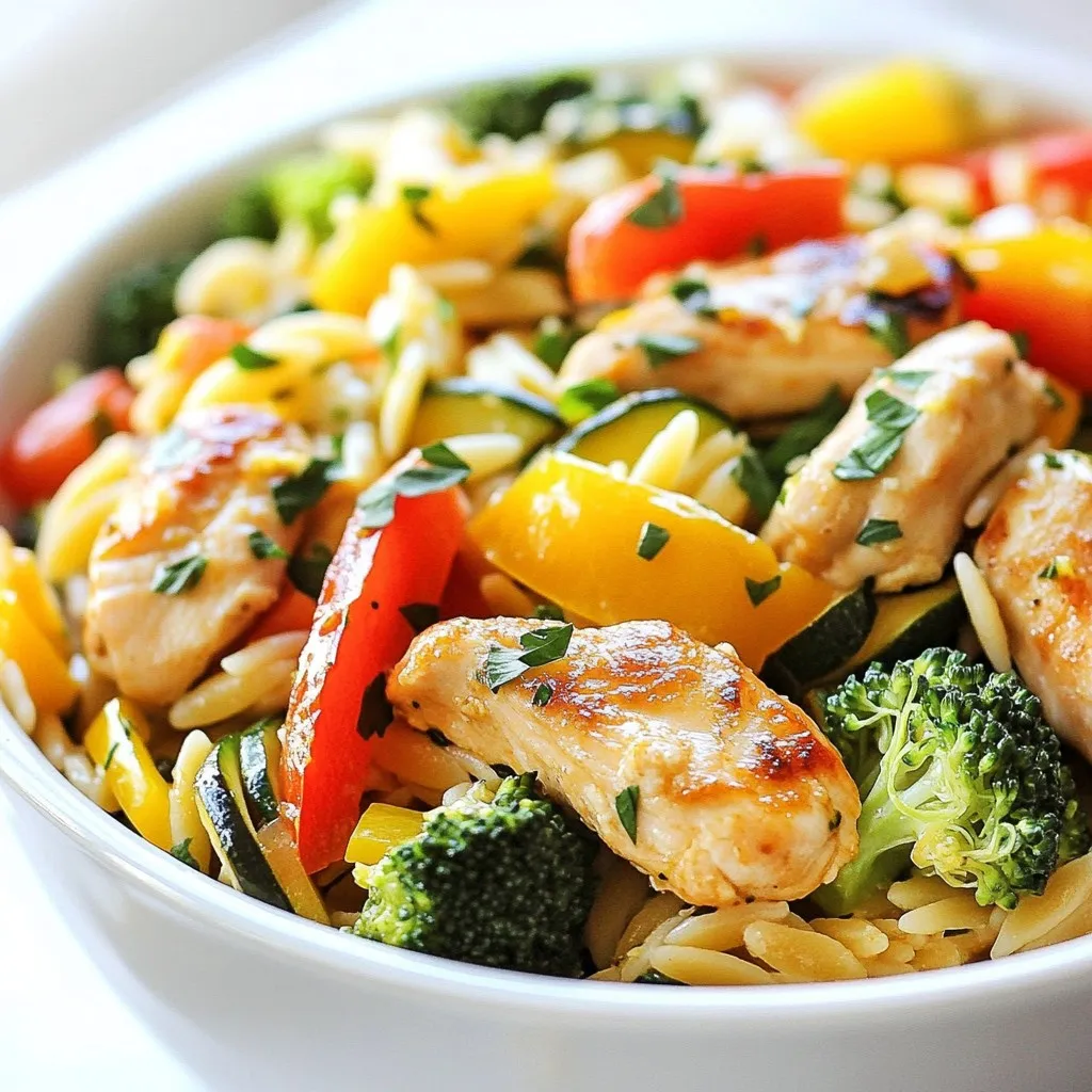 Lemon Chicken Veggie Orzo Stir-Fry Delightful Meal