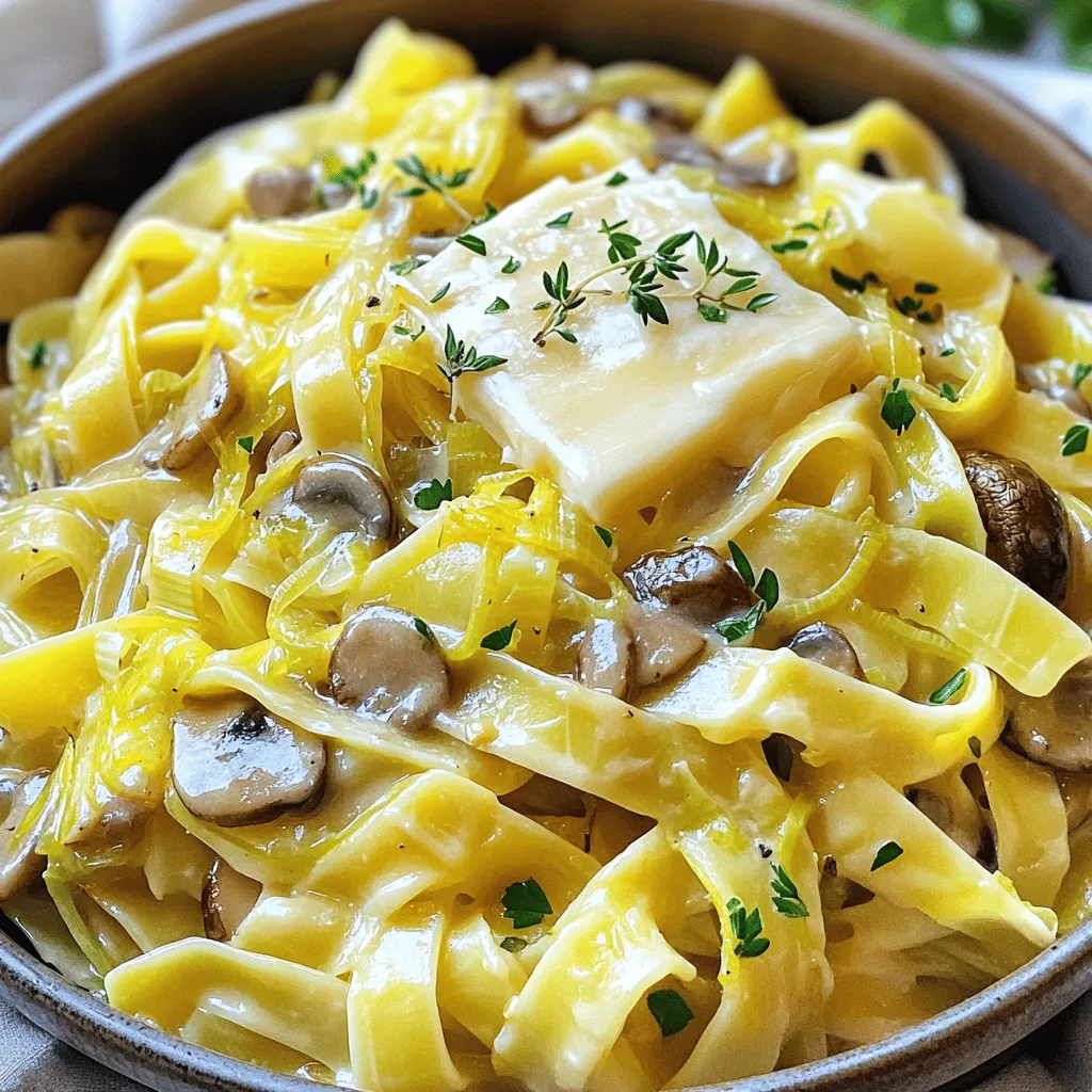 Caramelized Leek and Mushroom Gruyere Pasta Delight