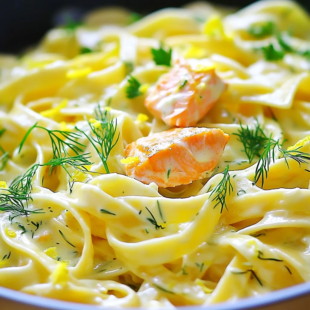 One Pot Creamy Lemon Dill Salmon Pasta Delight