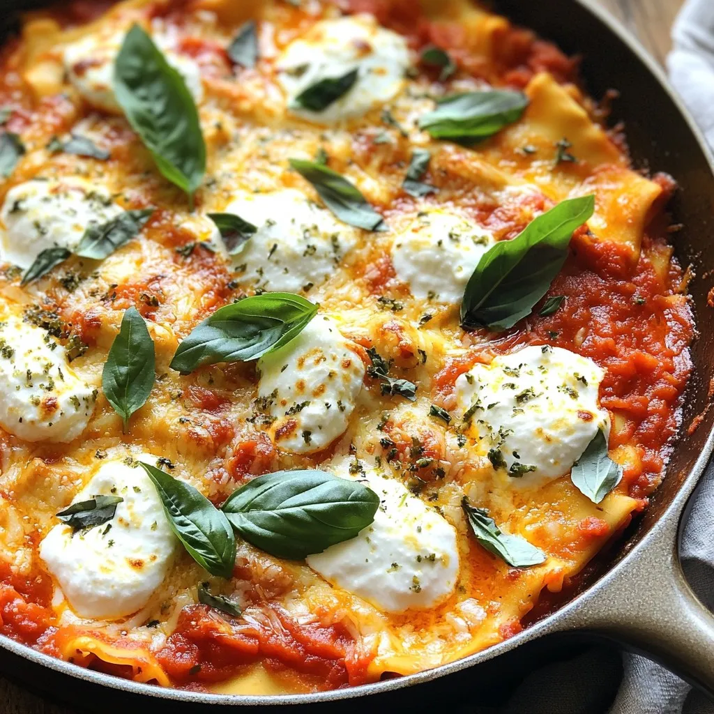 Creamy Roasted Red Pepper Lasagna Skillet Delight