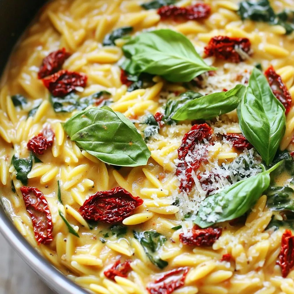 One-Pot Creamy Sun-Dried Tomato Orzo Delight