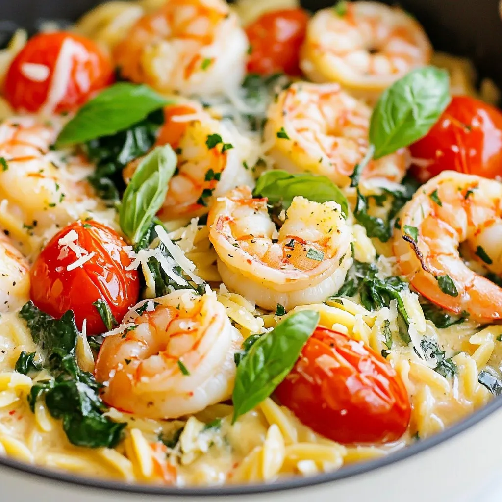 One Pot Creamy Tuscan Shrimp Orzo Delightful Dish