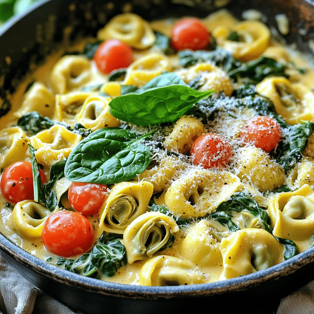 One-Pot Spinach Artichoke Tortellini Skillet Delight