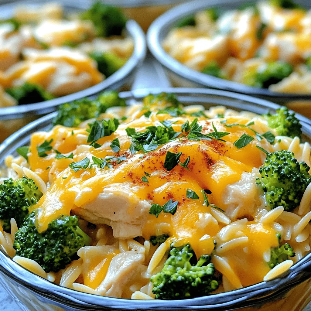 One Pot Cheesy Chicken and Broccoli Orzo Delight