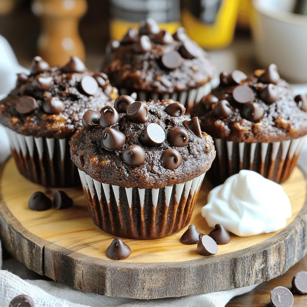 Healthy Double Chocolate Zucchini Muffins Delight